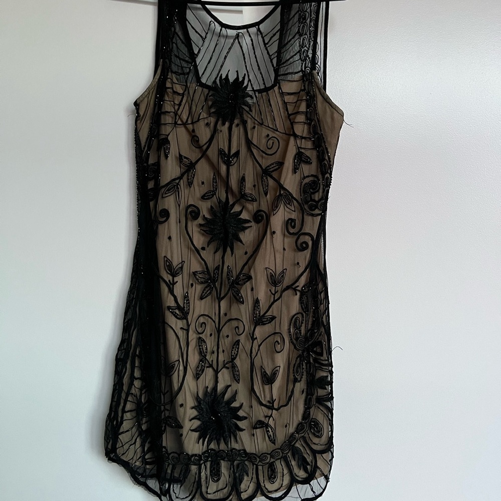 Abercrombie Black Mini Dress Beaded Lace Size M